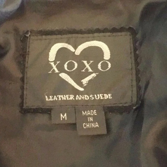 XOXO LEATHER & SUEDE Women Black Suede Zip Down Leather Jacket Coat Size Medium - Picture 10 of 12